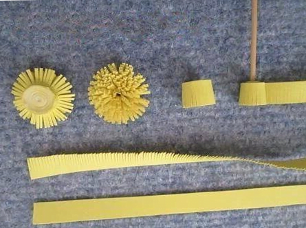 желтая серединка - бахрома для ромашек из бумаги