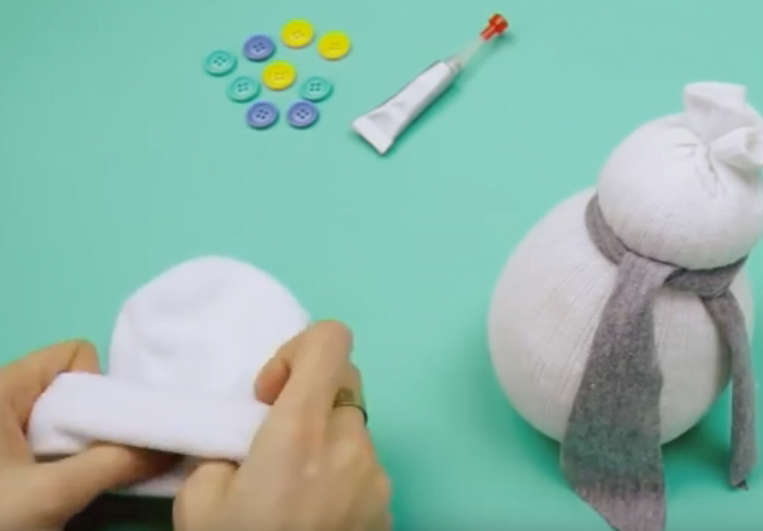 Hat for a snowman from a sock